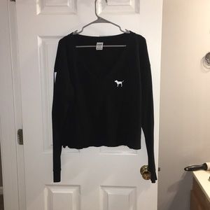 Black long sleeve waffle shirt
